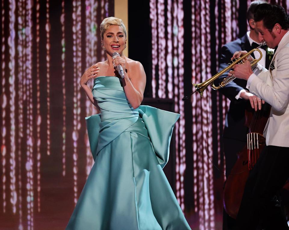 Lady Gaga Performs an Emotional, Glamorous Grammys Performance